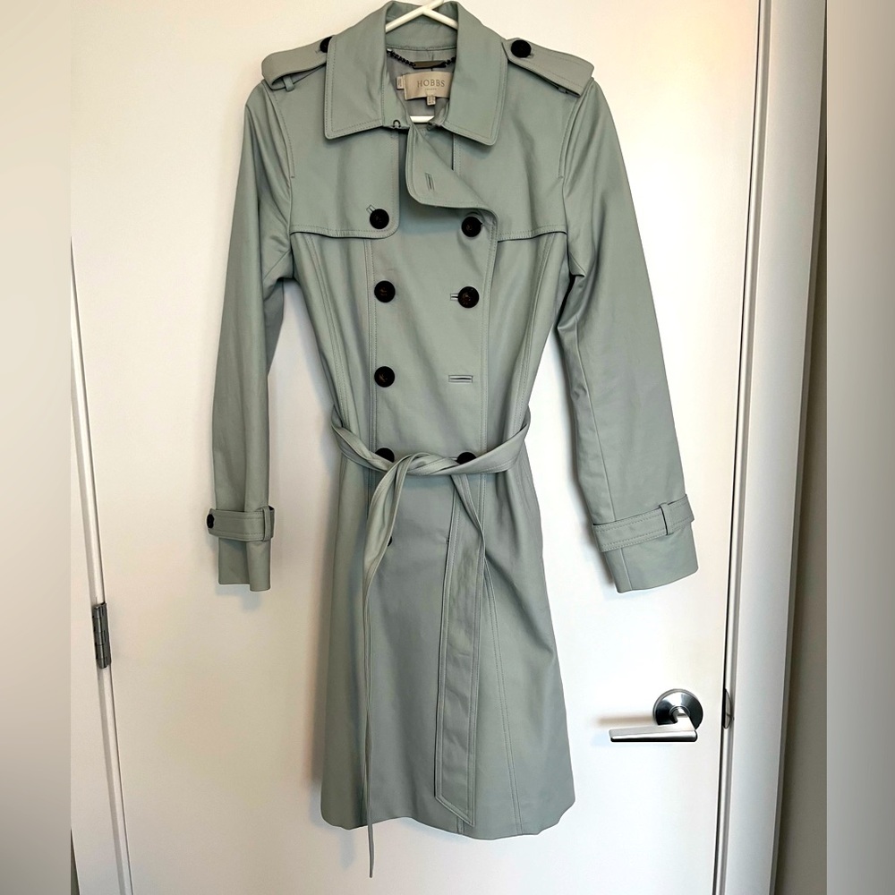Hobbs, Saskia Trench Coat, Powder Blue, UK 10 / US 6